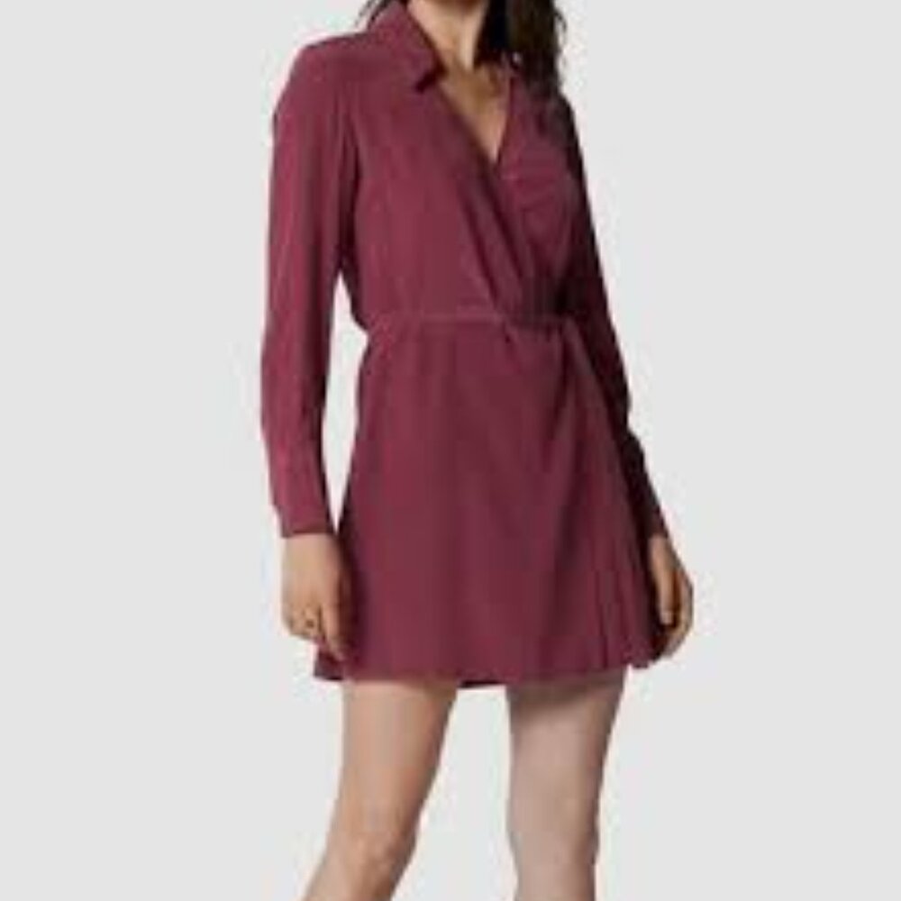 Equipment Femme Women's Antheme Long Sleeve Silk Wrap Dress Size Medium
